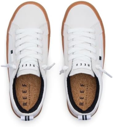 REEF Women's Lay Day Dawn Leather Shoes White Grey Gum
