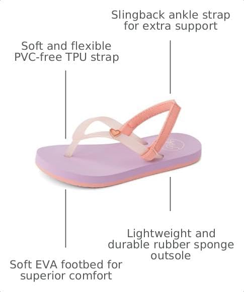 Reef Girls' Little Charming Backstrap Flip Flop Sandals LavenderCoral