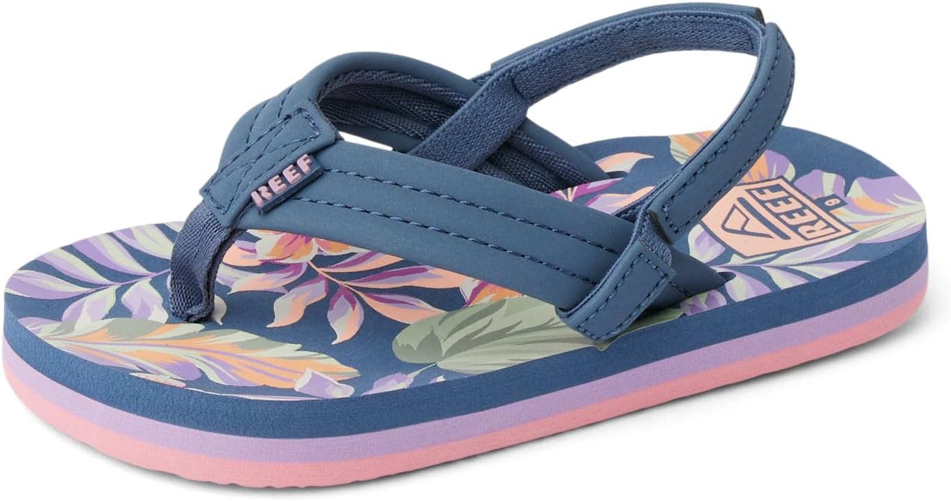 REEF Girls ToddlerLittle Kid Ahi Beach Flip Flop, Soft Cushion Footbed, Water Friendly initial