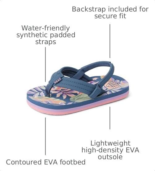 REEF Girls ToddlerLittle Kid Ahi Beach Flip Flop, Soft Cushion Footbed, Water Friendly initial