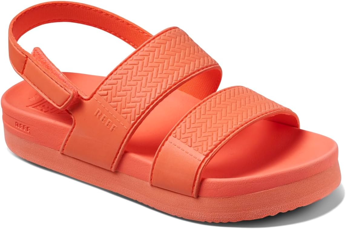 REEF Girls ToddlerLittle Kid Water Vista Platform Sandal, Water Friendly, Adjustable Strap Neon Poppy