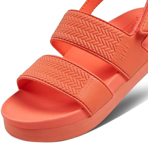 REEF Girls ToddlerLittle Kid Water Vista Platform Sandal, Water Friendly, Adjustable Strap Neon Poppy