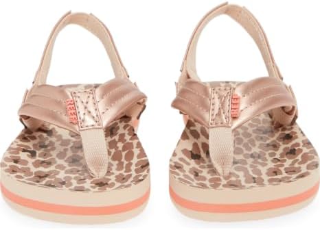 REEF Girls ToddlerLittle Kid Ahi Beach Flip Flop, Soft Cushion Footbed, Water Friendly Cheetah