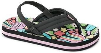 REEF Girls ToddlerLittle Kid Ahi Beach Flip Flop, Soft Cushion Footbed, Water Friendly Tropical Rainbow