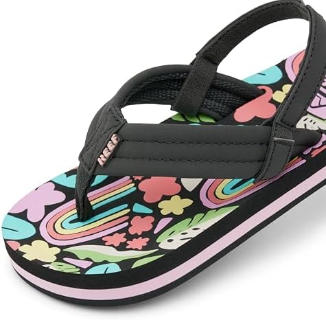 REEF Girls ToddlerLittle Kid Ahi Beach Flip Flop, Soft Cushion Footbed, Water Friendly Tropical Rainbow