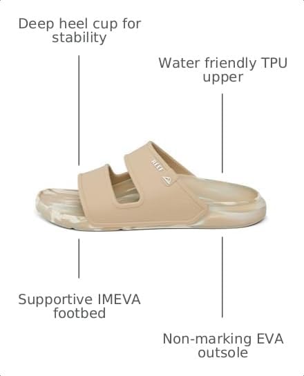 REEF Men's Oasis Double Up Waterproof Slides FossilBirch