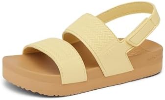 REEF Girls ToddlerLittle Kid Water Vista Platform Sandal, Water Friendly, Adjustable Strap Pale Banana