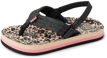 REEF Girls ToddlerLittle Kid Ahi Beach Flip Flop, Soft Cushion Footbed, Water Friendly Floral Cheetah