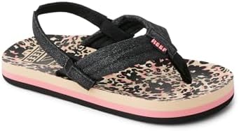 REEF Girls ToddlerLittle Kid Ahi Beach Flip Flop, Soft Cushion Footbed, Water Friendly Floral Cheetah