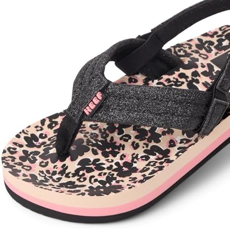 REEF Girls ToddlerLittle Kid Ahi Beach Flip Flop, Soft Cushion Footbed, Water Friendly Floral Cheetah