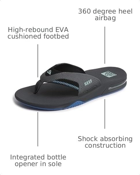 REEF Mens Sandals, Fanning Gunmetal-ocean