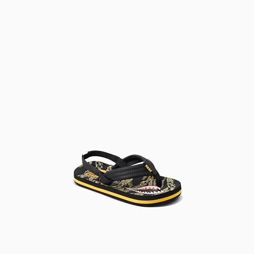 REEF Boys ToddlerLittle Kid Ahi Beach Flip Flop, Soft Cushion Footbed, Water Friendly Tiger Shark