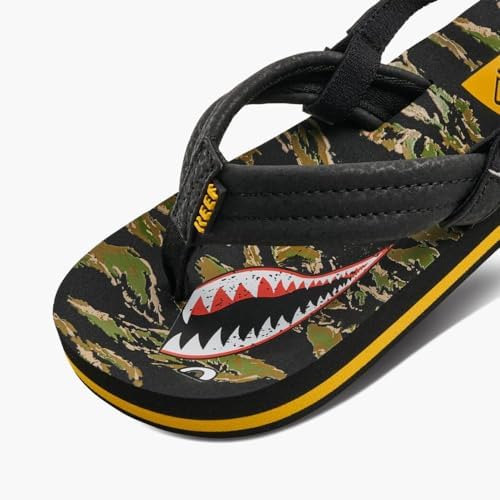 REEF Boys ToddlerLittle Kid Ahi Beach Flip Flop, Soft Cushion Footbed, Water Friendly Tiger Shark
