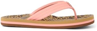 REEF Girls Kids Ahi Beach Flip Flop, Soft Cushion Footbed, Water Friendly LeopardCanyon Sunset
