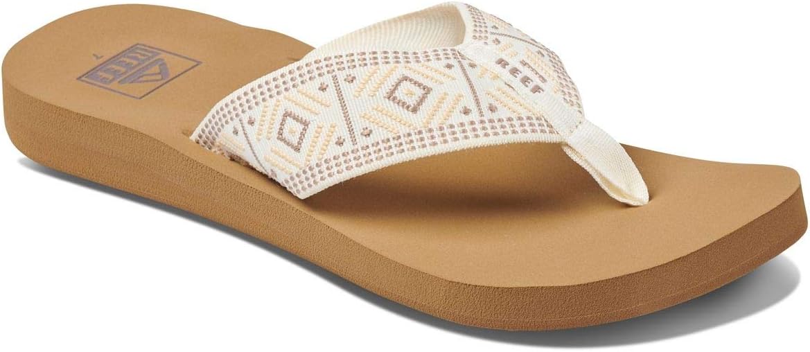 REEF Women's Sandals Spring Woven Flip Flops Vintage White