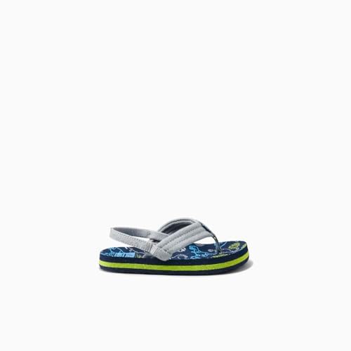 REEF Boys ToddlerLittle Kid Ahi Beach Flip Flop, Soft Cushion Footbed, Water Friendly Navy- Grey Dino