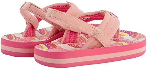 REEF Girls ToddlerLittle Kid Ahi Beach Flip Flop, Soft Cushion Footbed, Water Friendly Rainbows and Clouds23
