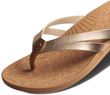 REEF Pacific Joy Women's Flip Flop, Vegan Leather Strap and Soft Cushion Footbed Golden Hour