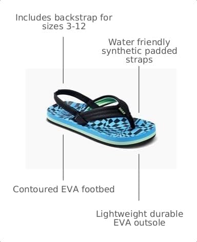 REEF Boys ToddlerLittle Kid Ahi Beach Flip Flop, Soft Cushion Footbed, Water Friendly Swell Checkers