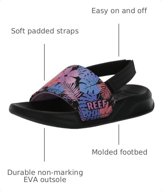 REEF Girls ToddlerLittle Kids One Slide Sandal Purple Fronds