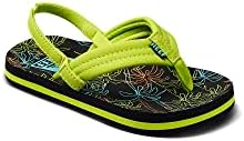 REEF Boys ToddlerLittle Kid Ahi Beach Flip Flop, Soft Cushion Footbed, Water Friendly Neon Palm