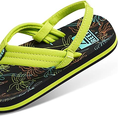 REEF Boys ToddlerLittle Kid Ahi Beach Flip Flop, Soft Cushion Footbed, Water Friendly Neon Palm