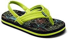REEF Boys ToddlerLittle Kid Ahi Beach Flip Flop, Soft Cushion Footbed, Water Friendly Neon Palm