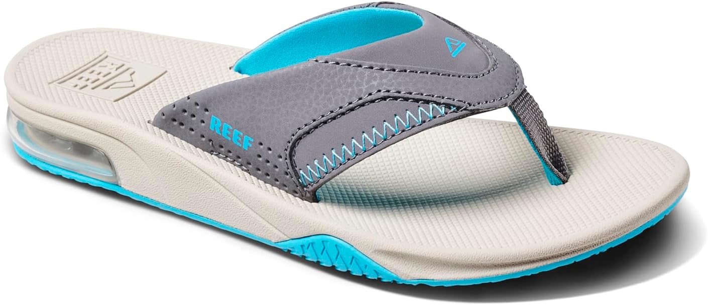 Reef Kids Fanning (Big Kid) Grey-aqua-oak