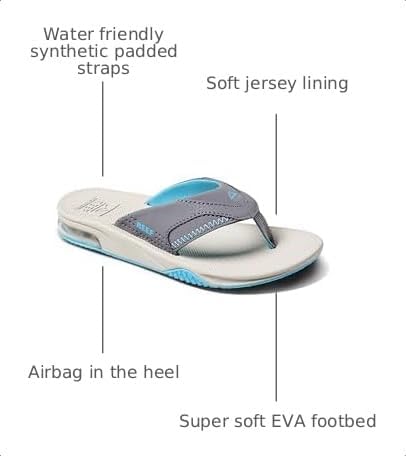 Reef Kids Fanning (Big Kid) Grey-aqua-oak