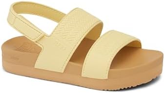 REEF Girls ToddlerLittle Kid Water Vista Platform Sandal, Water Friendly, Adjustable Strap Pale Banana
