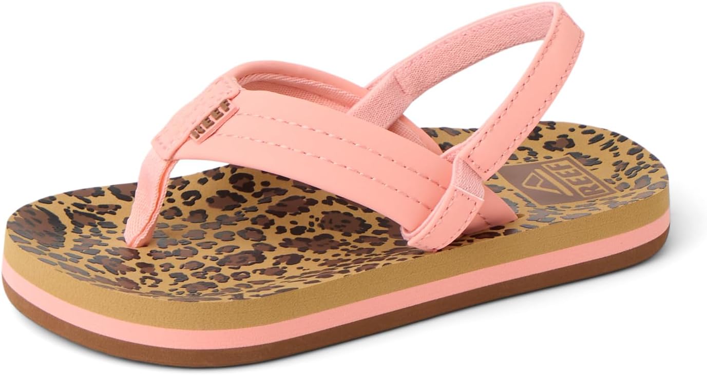 REEF Girls ToddlerLittle Kid Ahi Beach Flip Flop, Soft Cushion Footbed, Water Friendly LeopardCanyon Sunset