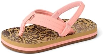 REEF Girls ToddlerLittle Kid Ahi Beach Flip Flop, Soft Cushion Footbed, Water Friendly LeopardCanyon Sunset