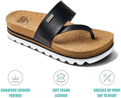 REEF Women's Cushion Sol Hi Platform Sandals BlackTan