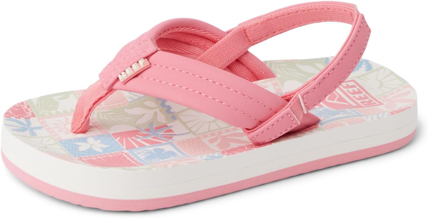 REEF Girls ToddlerLittle Kid Ahi Beach Flip Flop, Soft Cushion Footbed, Water Friendly Sunset Stamp