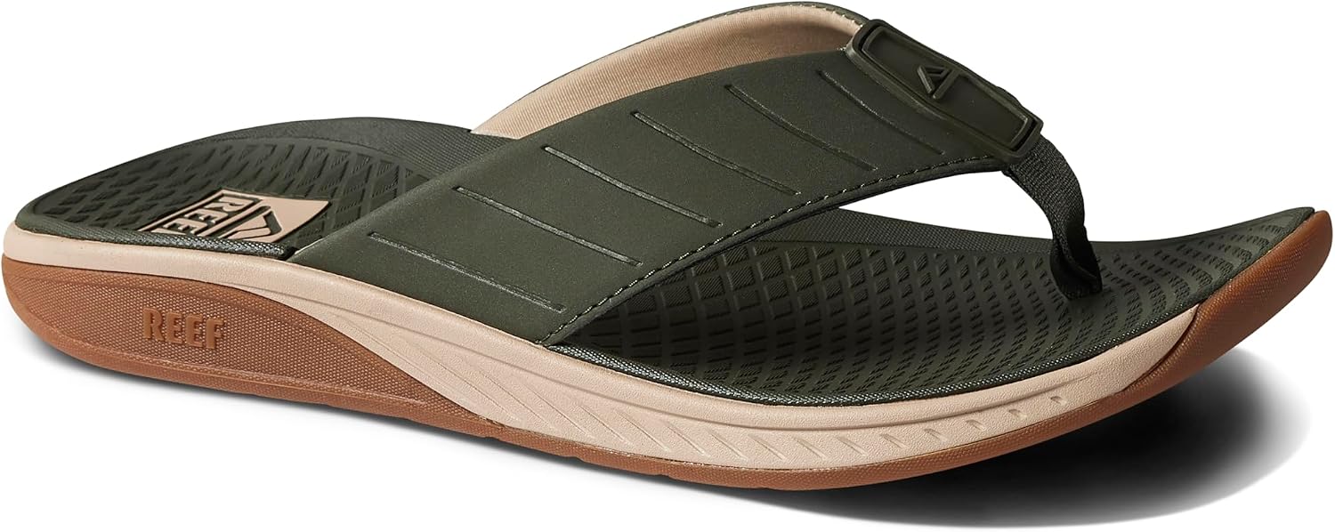 REEF Men's Deckhand Water Friendly Flip Flops Olive-gum
