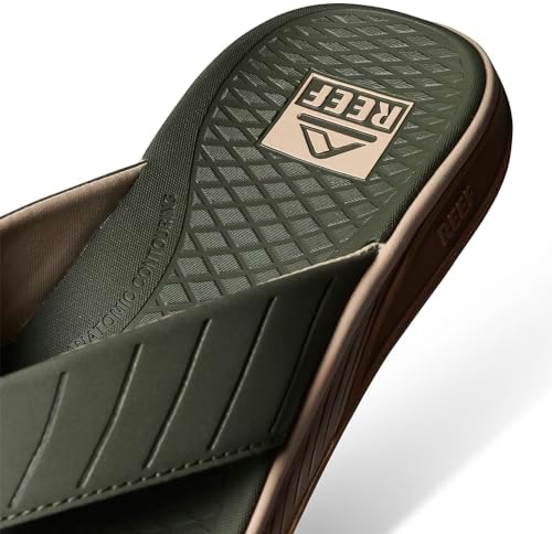 REEF Men's Deckhand Water Friendly Flip Flops Olive-gum