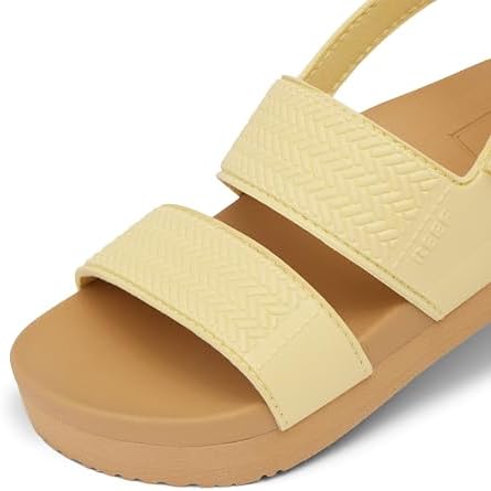 REEF Girls ToddlerLittle Kid Water Vista Platform Sandal, Water Friendly, Adjustable Strap Pale Banana
