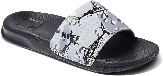 Reef Boys Kids One Slide Sandal Grey Camo Shark