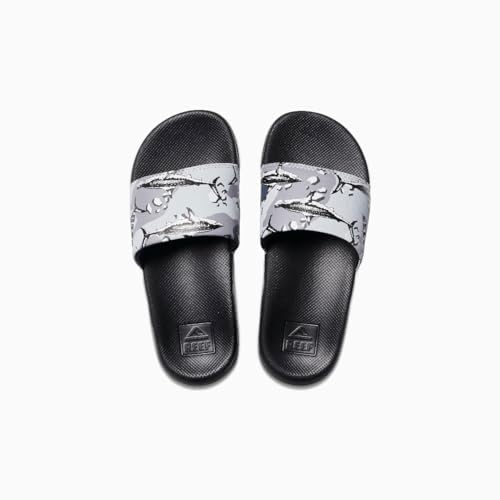 Reef Boys Kids One Slide Sandal Grey Camo Shark