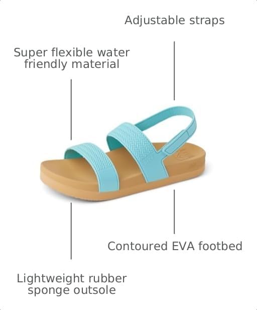 REEF Girls ToddlerLittle Kid Water Vista Platform Sandal, Water Friendly, Adjustable Strap Capri