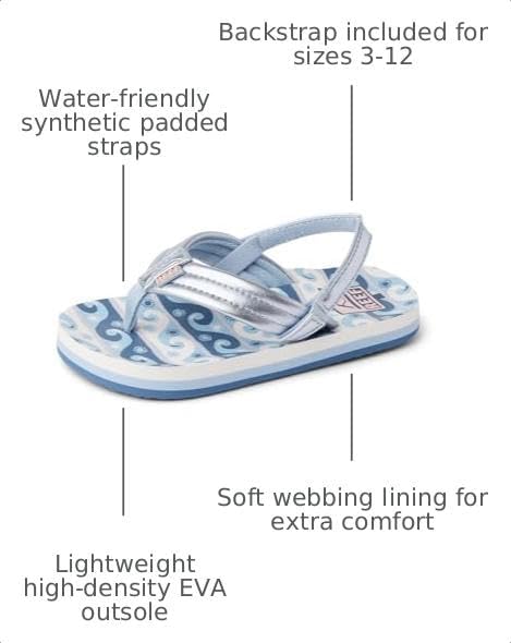 REEF Girls ToddlerLittle Kid Ahi Beach Flip Flop, Soft Cushion Footbed, Water Friendly Wavey