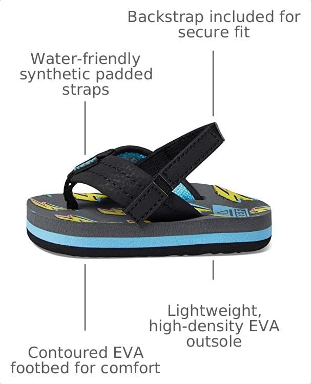 REEF Boys ToddlerLittle Kid Ahi Beach Flip Flop, Soft Cushion Footbed, Water Friendly Bolt Up