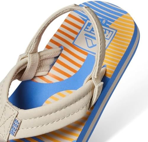REEF Boys ToddlerLittle Kid Ahi Beach Flip Flop, Soft Cushion Footbed, Water Friendly Vintage Circle Stripe