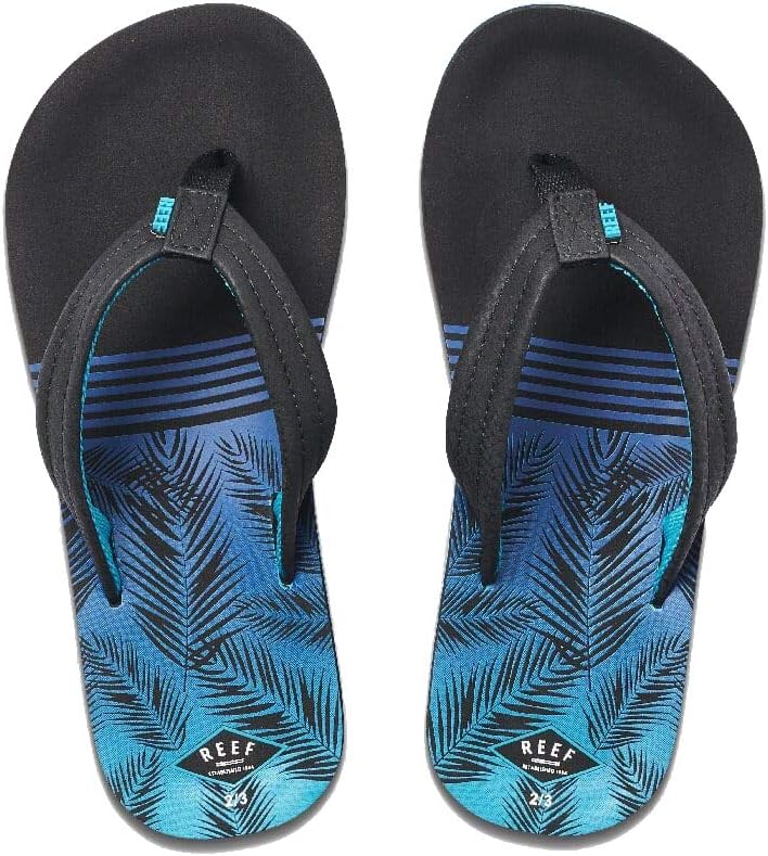 REEF Boys Kids Ahi Beach Flip Flop, Soft Cushion Footbed, Water Friendly Aqua Palms