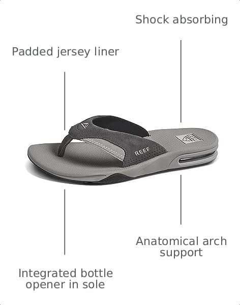 REEF Mens Sandals, Fanning Grey Suede