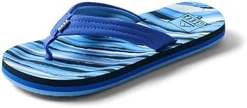 REEF Boys Kids Ahi Beach Flip Flop, Soft Cushion Footbed, Water Friendly Royal Stripe