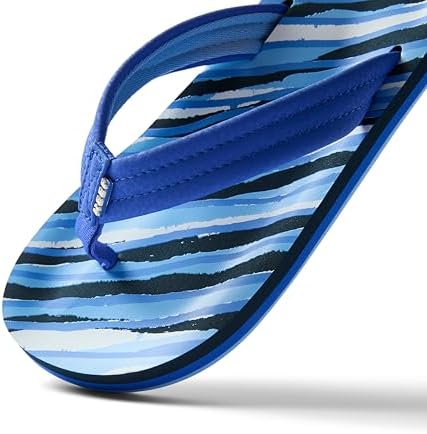 REEF Boys Kids Ahi Beach Flip Flop, Soft Cushion Footbed, Water Friendly Royal Stripe