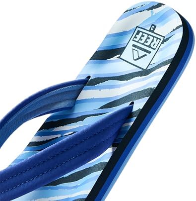 REEF Boys Kids Ahi Beach Flip Flop, Soft Cushion Footbed, Water Friendly Royal Stripe