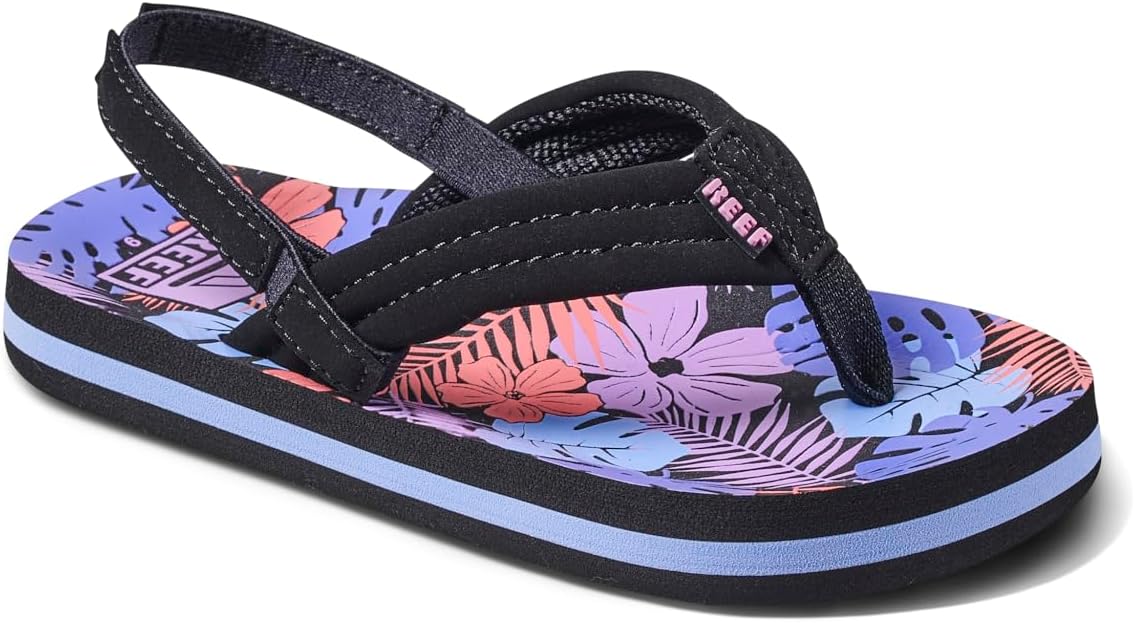 REEF Girls ToddlerLittle Kid Ahi Beach Flip Flop, Soft Cushion Footbed, Water Friendly Purple Fronds