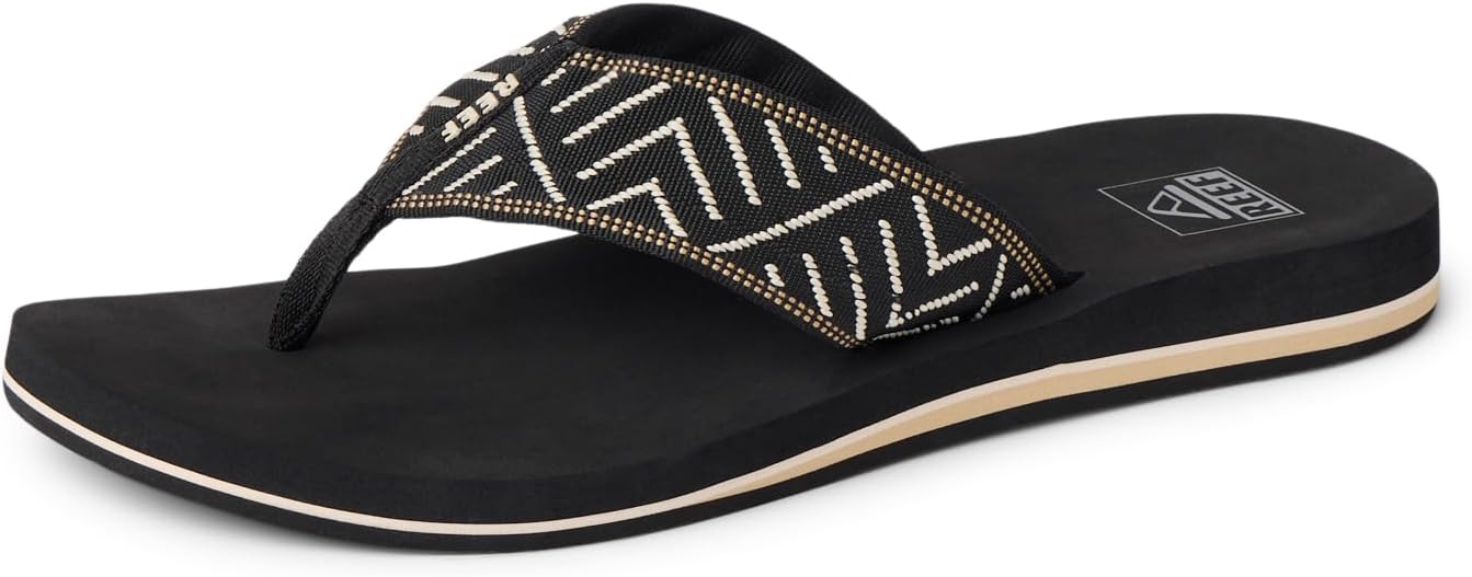 REEF Women's Sandals Spring Woven Flip Flops BlackCream